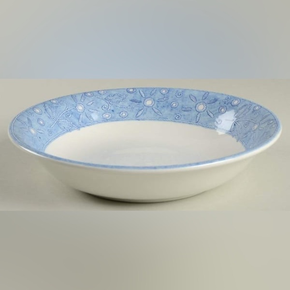 Brittany (4) Denim Blue Floral, 8” individual Pasta Bowls. Portmeirion. HTF